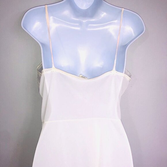 Vintage Womens M Full Slip Ivory Nylon Lace V Neck - Picture 7 of 10
